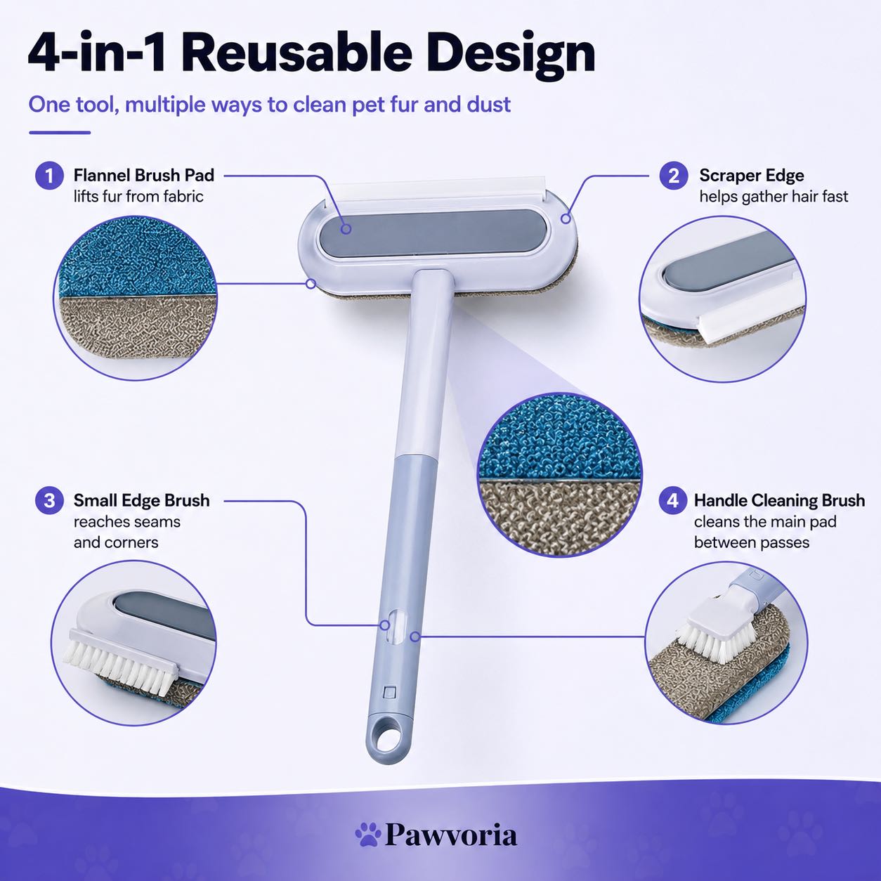4-in-1 Pet Hair Remover Brush