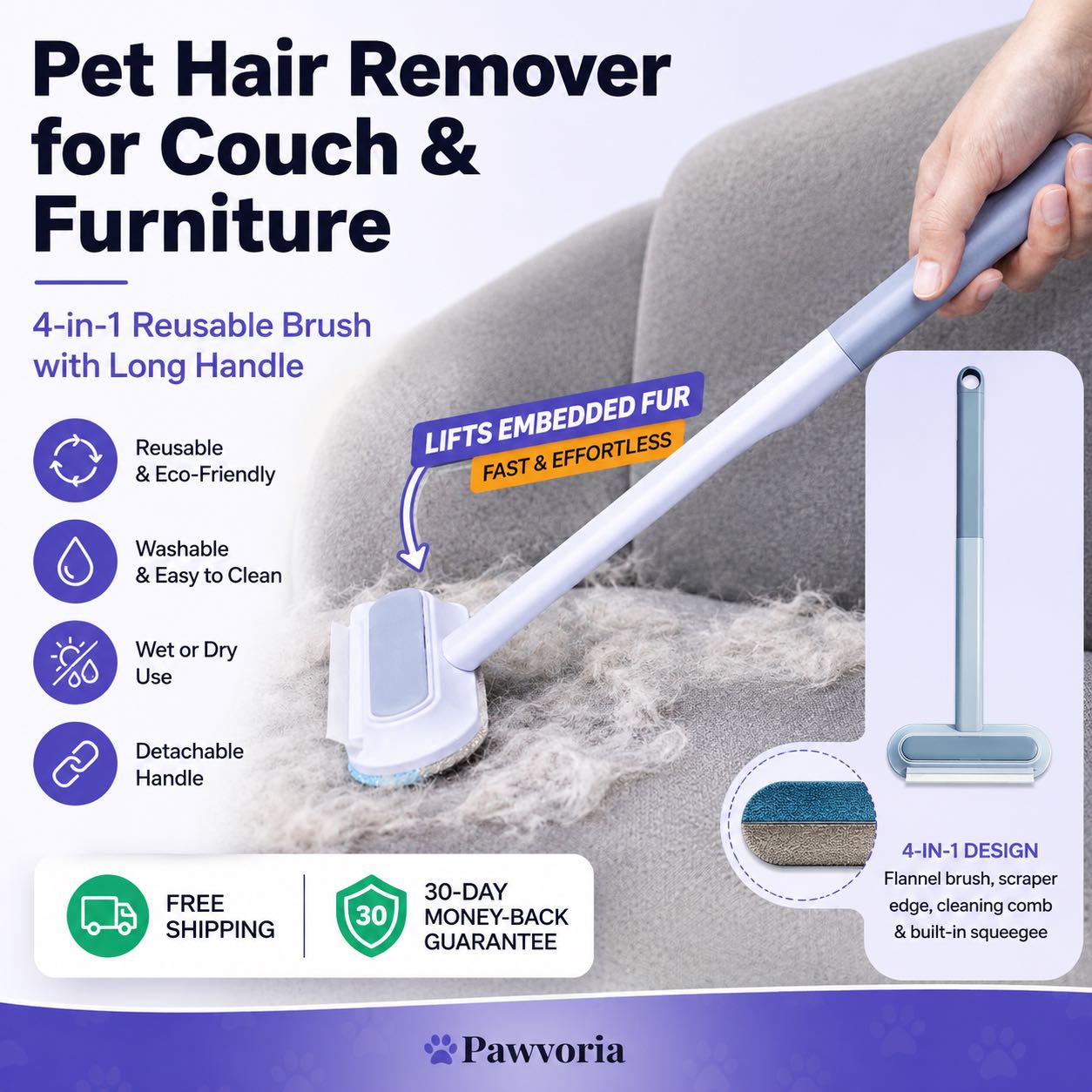 4-in-1 Pet Hair Remover Brush
