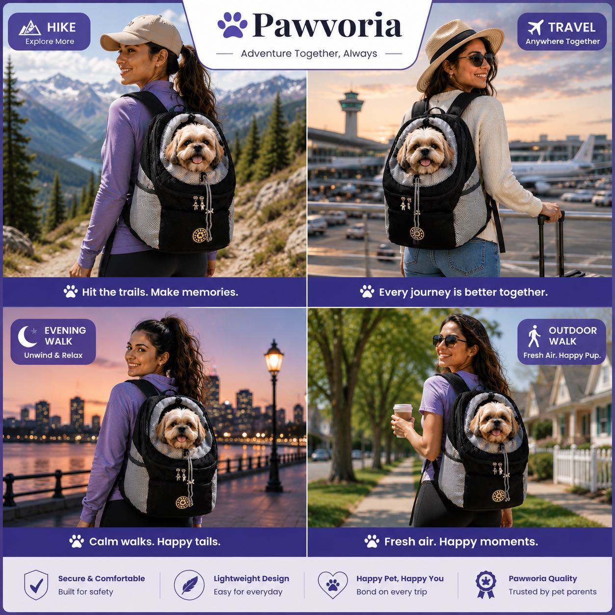 Dog & Cat Backpack Carrier for Hiking & Travel