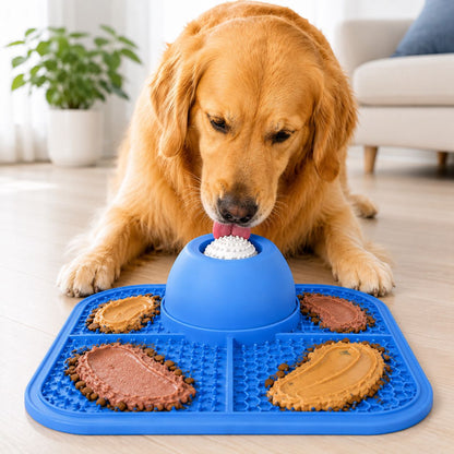 Slow Feeder Dog Bowl & Silicone Lick Mat with Suction Cup
