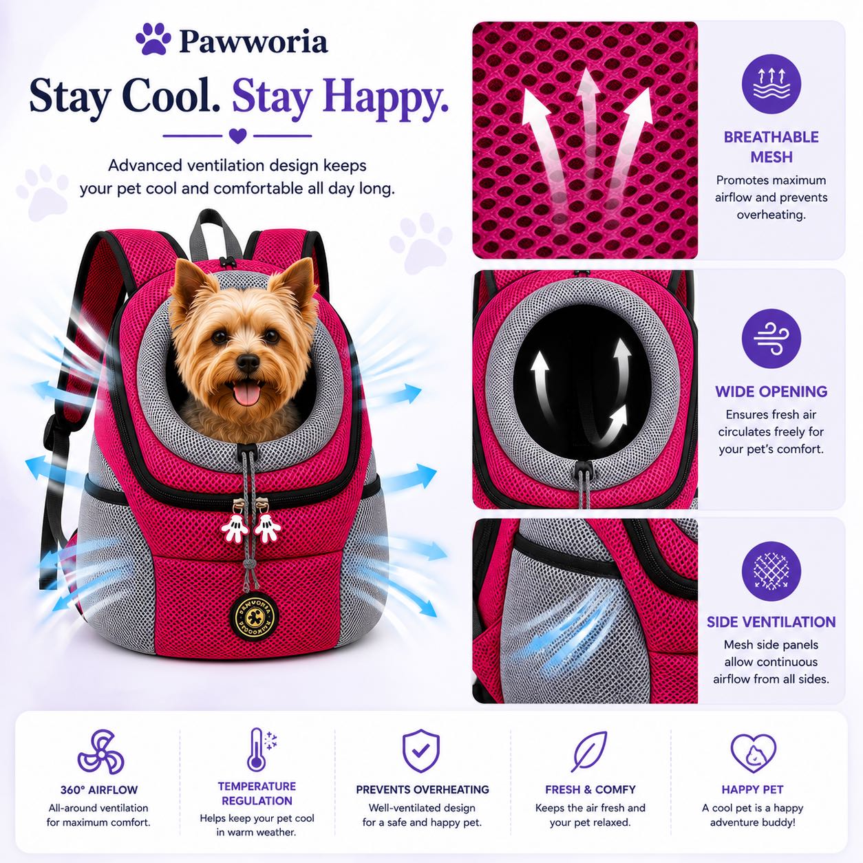 Dog & Cat Backpack Carrier for Hiking & Travel