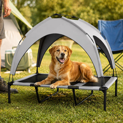 Elevated Dog Bed with Canopy for Large Dogs