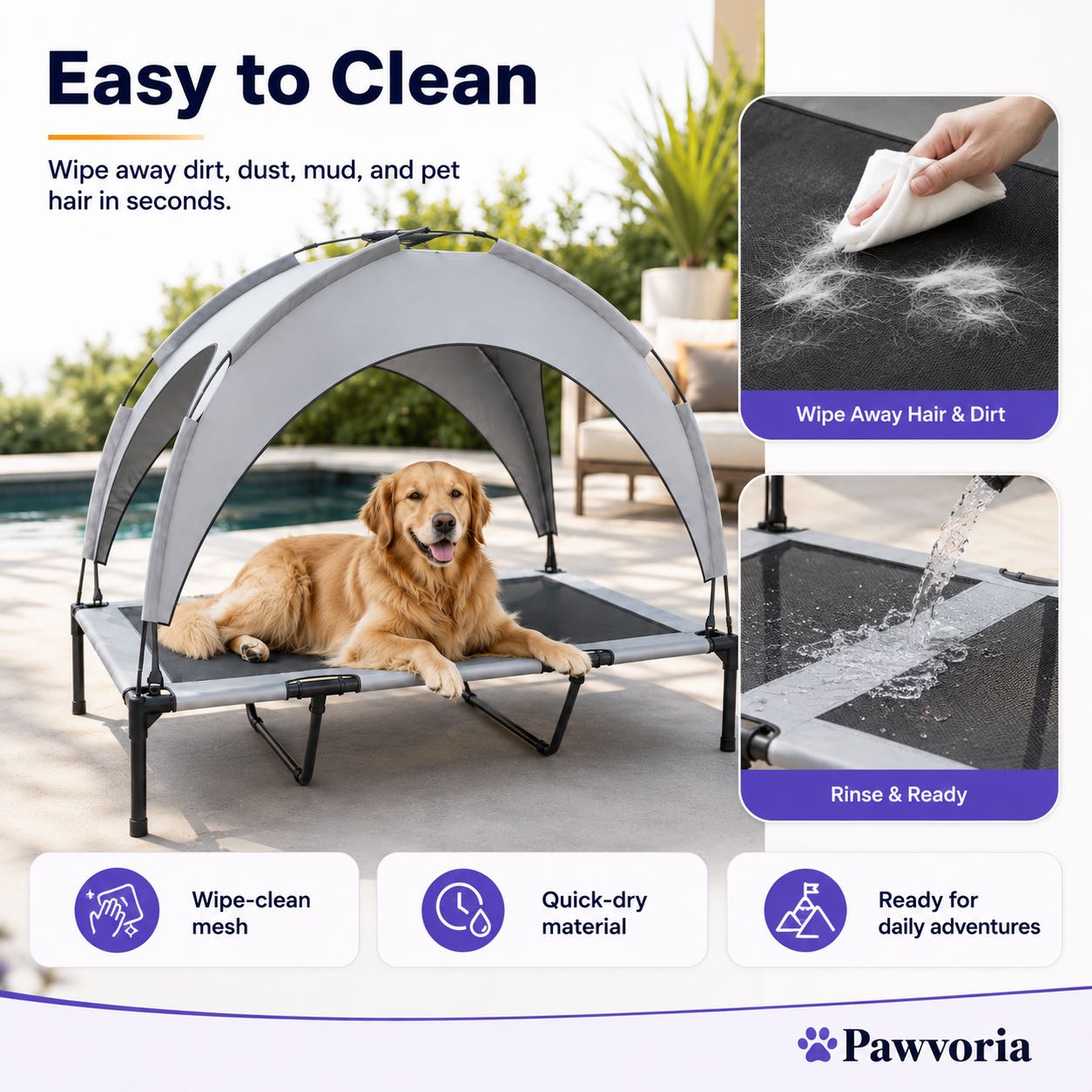 Elevated Dog Bed with Canopy for Large Dogs