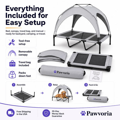 Elevated Dog Bed with Canopy for Large Dogs