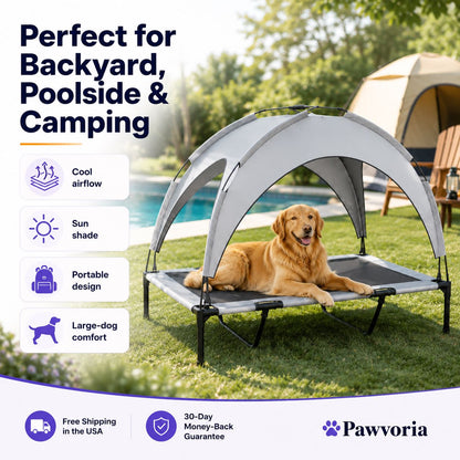 Elevated Dog Bed with Canopy for Large Dogs