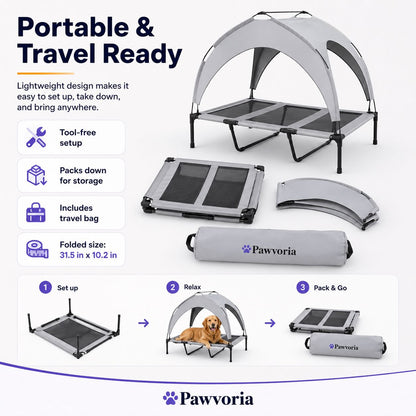 Elevated Dog Bed with Canopy for Large Dogs