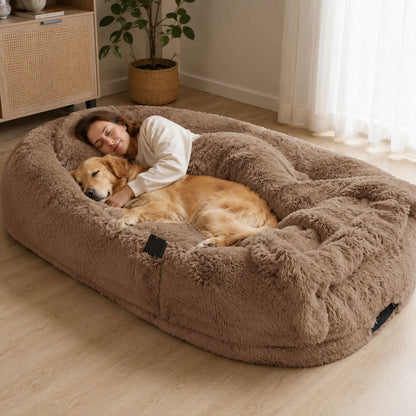 Orthopedic Human Dog Bed – Pillow & Blanket Set