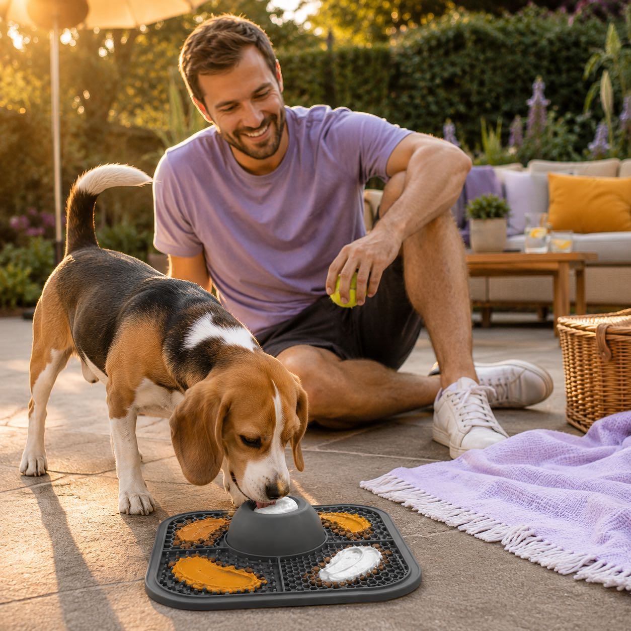 Slow Feeder Dog Bowl & Silicone Lick Mat with Suction Cup