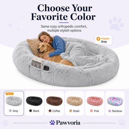 Orthopedic Human Dog Bed – Pillow & Blanket Set