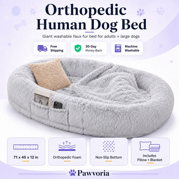 Orthopedic Human Dog Bed – Pillow & Blanket Set