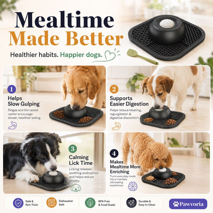 Slow Feeder Dog Bowl & Silicone Lick Mat with Suction Cup