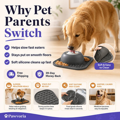 Slow Feeder Dog Bowl & Silicone Lick Mat with Suction Cup