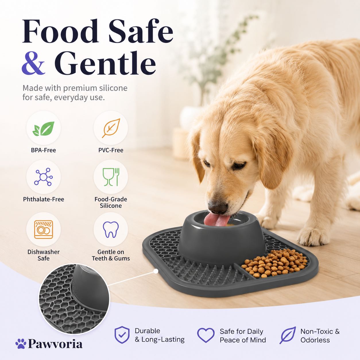 Slow Feeder Dog Bowl & Silicone Lick Mat with Suction Cup