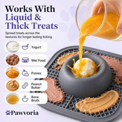 Slow Feeder Dog Bowl & Silicone Lick Mat with Suction Cup