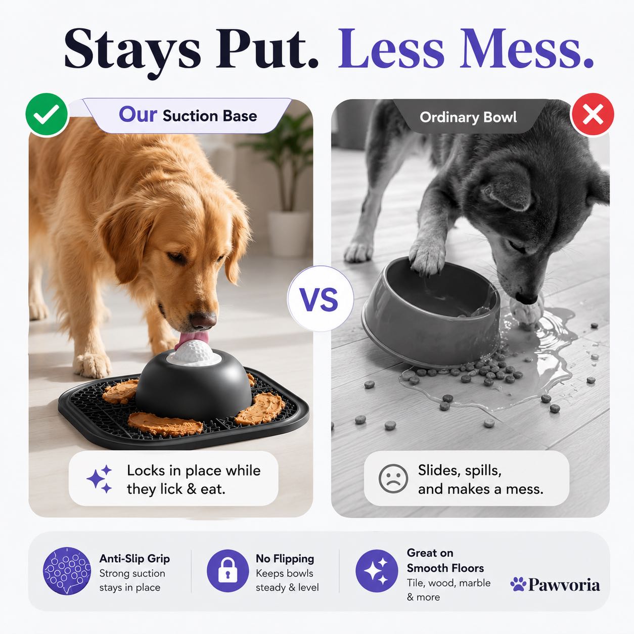 Slow Feeder Dog Bowl & Silicone Lick Mat with Suction Cup