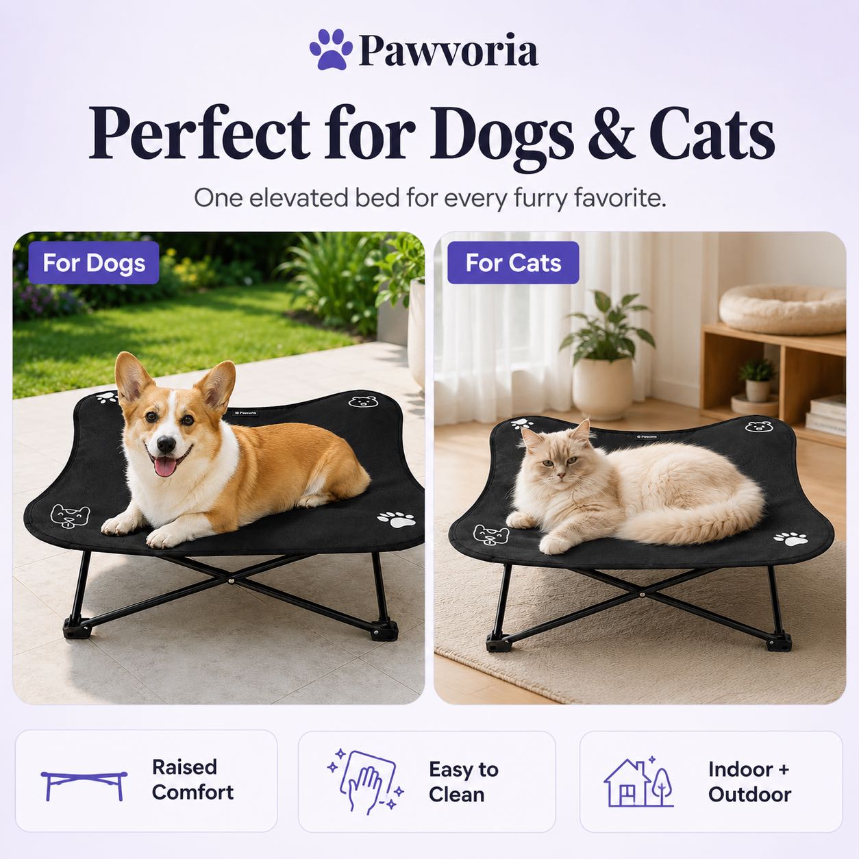 Elevated Dog Bed – Indoor & Outdoor Portable Folding Cot