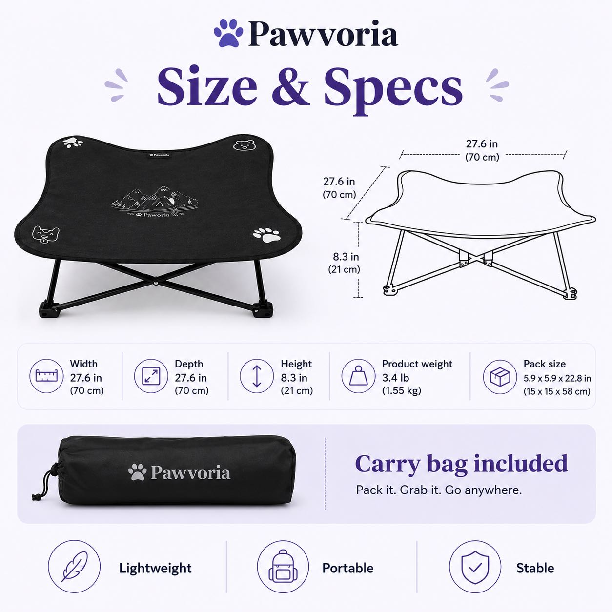 Elevated Dog Bed – Indoor & Outdoor Portable Folding Cot