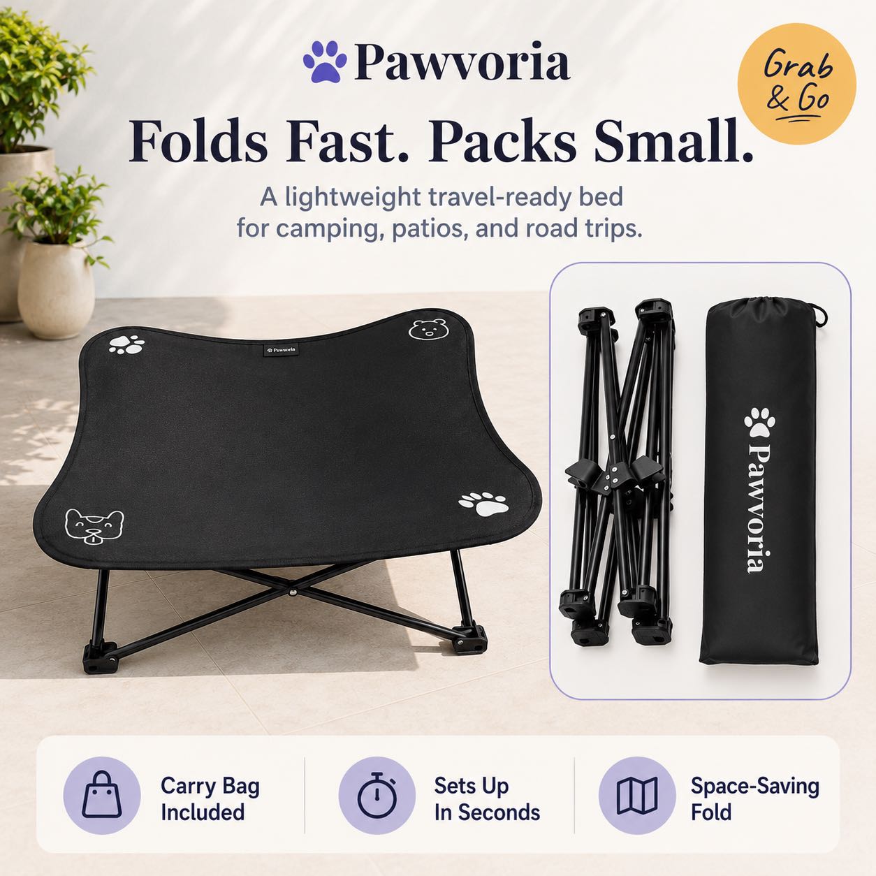 Elevated Dog Bed – Indoor & Outdoor Portable Folding Cot