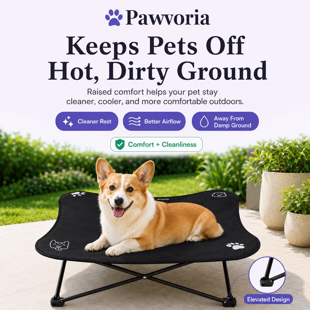 Elevated Dog Bed – Indoor & Outdoor Portable Folding Cot